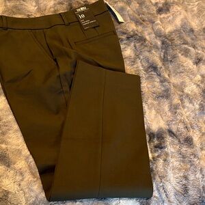 White House Black Market Elegant Olive Green Straight Leg Pants